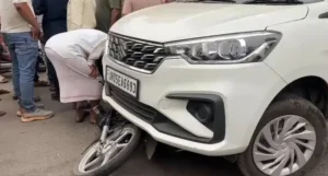 आजादनगर : कार सीखने के दौरान चालक ने बाइक सवार को मारी टक्कर, हालत गम्भीर